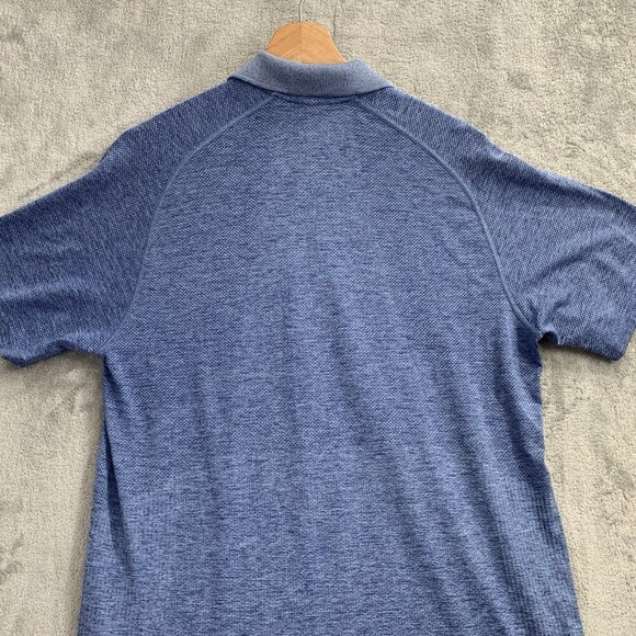 Lululemon Shirt Men Large Metal Vent Tech Polo Blue Performance Athleisure Golf - Picture 8 of 8